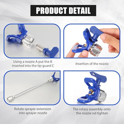 9 Pcs Airless Paint Sprayer Tips Reversible Spray Tip Airless Paint Sprayer Nozzle and Spray Gun Tip Extension with Red Guard Pole Rod and Tips (109,213,315,413,621) - size: 109, 213, 315, 413, 621