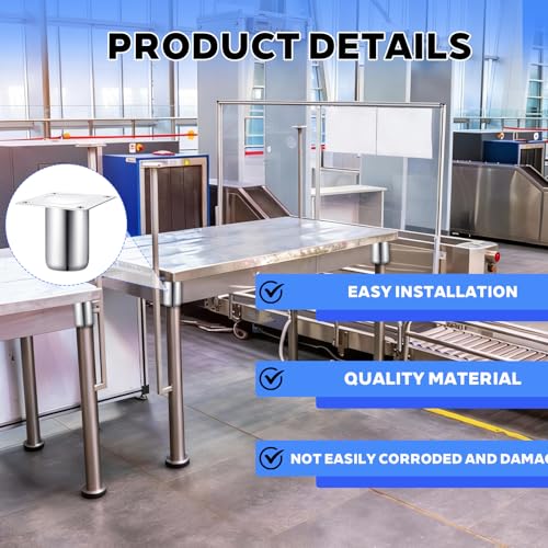 Zonon 8 Pack 3-1/8 Inch Total High Stainless Steel Leg Sockets Fits 1-5/8 Inch Tubing with 3-1/2 in x 3-1/2 in Welded Mounting Plate for Work Tables Porch Railings Restaurants Workplaces