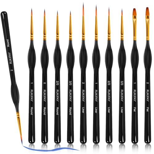 Miniature Paint Brushes 11PCS, RUKIFAY Paint Brushes Set Art Supplies