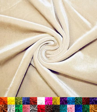 Barcelonetta | Stretch Velvet Fabric | Luxury & Soft | Velvet Fabric | 60" Wide Roll | 10% Spandex | Sewing, Apparel, Upholstery (Champagne, 1 Yard) - color: Champagne, size: 1 Yard