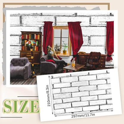 Flutesan 12 Pcs Miniature Dollhouse Wallpaper, Retro White - style: Retro White