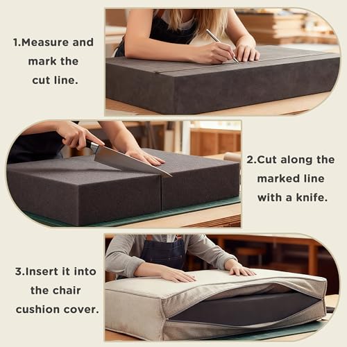 AddGrace High Density Upholstery Foam 4"x20"x20" Seat Replacement Padding