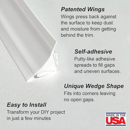 InstaTrim Flexible, Self-Adhesive Caulk Strip Sealant, 3/4" x 10', White - color: White, size: 3/4 in x 10 ft