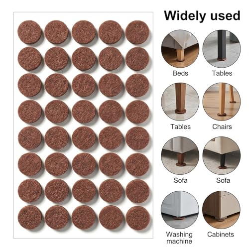 Nogeqi 48Pcs Small Felt Pads for Chairs Table Leg and Doors 1/2 Inches Diameter Small Felt Pads Door Bumpers for Furniture Feet Protect Your Hardwood Floors
