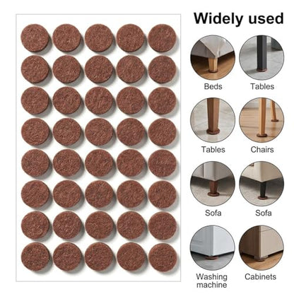 Nogeqi 48Pcs Small Felt Pads for Chairs Table Leg and Doors 1/2 Inches Diameter Small Felt Pads Door Bumpers for Furniture Feet Protect Your Hardwood Floors