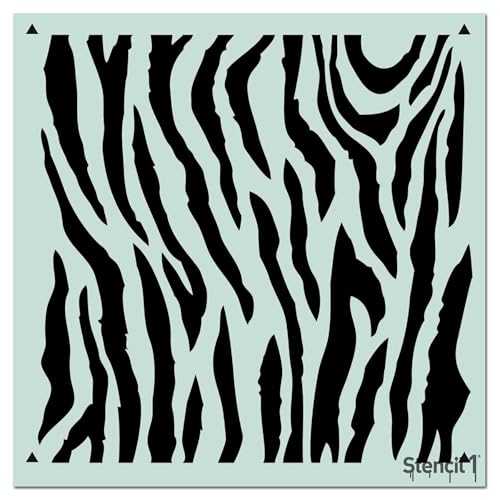Stencil1 Zebra Pattern Stencil 11" x 11" Safari Animal Wall Decor - color: Zebra Wallpaper Pattern Stencil