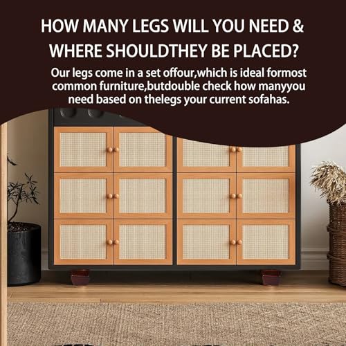 Wood Legs for Furniture 4 inch Heavy Duty Sofa Legs Square Brown Bed Legs Pack of 4, Mid Century Chair Feet, Sofa Replacement Parts, Dresser Leg Sideboard Recliner Couch Riser - color: Brown, size: 4"H*3.15"W (No Hanger Bolt)