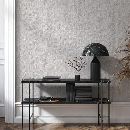 Grey Grasscloth Peel and Stick Wallpaper for Cabinets 16in x 197in - color: Gray, size: 15.7" x 196.8"