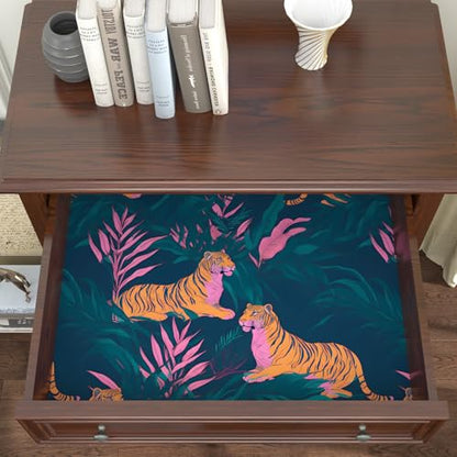 BOKEBEVE Tropical Tiger Wallpaper Peel and Stick Green Pink 17.5 x 118In - color: Green/Orange/Pink, size: 17.5" x 118"