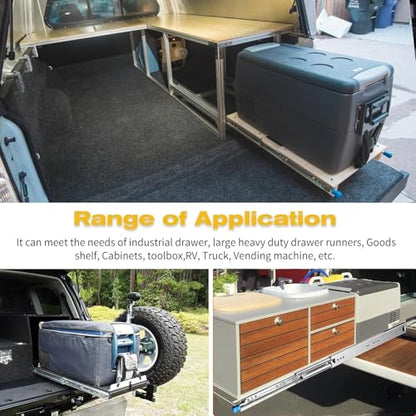 Heavy Duty Drawer Slides with Lock 16 Inch,3-Fold Full Extension Locking Drawer Slides 250 lbs Load Capacity Side Mount Ball Bearing Industrial Locking Rail 1 Pair(W:53mm, 16") - size: 16inch(400mm)