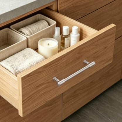 Goldenwarm 10 Pack 3-3/4 Inch Brushed Nickel Cabinet Pulls Modern Kitchen & Bathroom Hardware Heavy Duty Zinc Alloy Drawer Handles with Complete Screw Kit Consistent Finish for Whole-Home Renovations - color: Brushed Satin Nickel, size: 3-3/4 Inches Hole