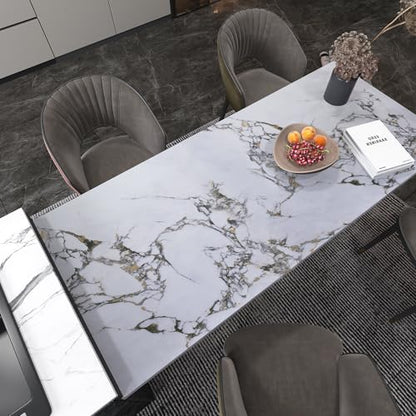 White Gloss Gold Veins Marble Granite Contact Paper peel and stick Wallpaper Cabinet kitchen for Countertops354x16inch Vinyl Wrap Adhesive Counter Top laminate Sheets Wall Paper DIY Bathroom Backspash - color: White Gold, size: 16" x 354"