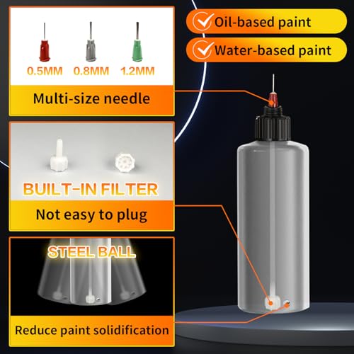 Lionbow 3 Pack 150ml Spray Bottles with 9 Spray Nozzles, Replacement Accessories Compatible with Lionbow Paint Sprayer, 1.2mm Spray Needle Only Suitable for P04