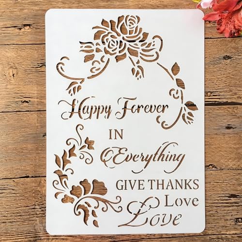 TIAMECH A4 Reusable Happy Forever Stencil for Painting - style: Happy Forever