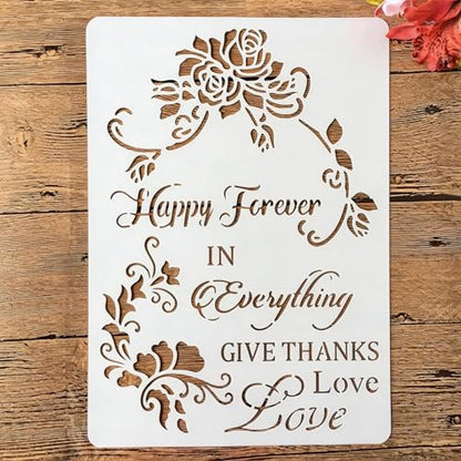 TIAMECH A4 Reusable Happy Forever Stencil for Painting - style: Happy Forever