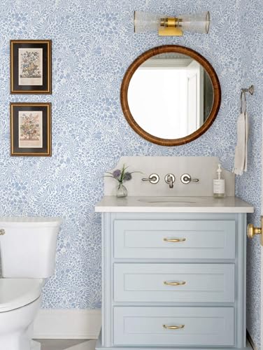 Heroad Light Blue Floral Peel Stick Wallpaper Contact Paper 17.3''x196'' - color: Blue/White, size: 17.3" x 196"