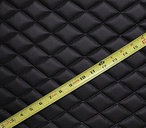 Vinyl Quilted Foam Fabric with 3/8" Foam Backing Upholstery / 52" Wide/Sold by The Yard/FABRIC EMPIRE (Black, Diamond 2" x 3") - color: Black, size: Diamond 2" x 3"