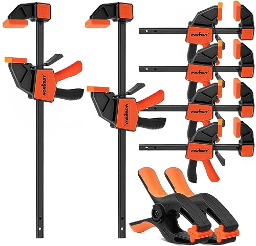 HORUSDY 8-Pack Bar Clamps for Woodworking, 12" and 6" Bar Clamps, Wood Working Clamp Sets, Quick Clamps F Clamp with 150 LBS Load Limit (8-Pack Wood Clamps) - color: 8pcs 150lbs 6"&12" Orange
