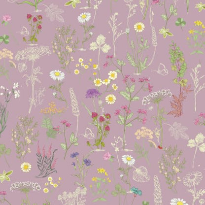 JiffDiff Purple Botanical Floral Peel and Stick Wallpaper, 17.3" x 118" - color: Purple, size: 17.3" x 118"