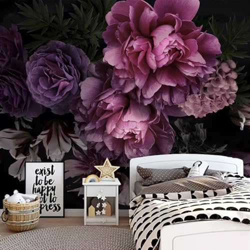 Purple Peony Flower Wallpaper with Peel-and-Stick backing-108 x157 - color: ZZSL-03, size: 108"x157"