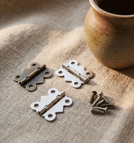20 Pcs Small Hinges for Crafts, Tiny Hinges Antique Small Butterfly Hinge