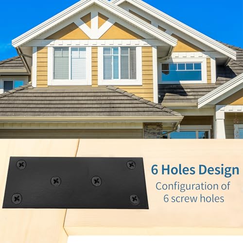 VIKKSAER 8Pcs Black Mending Plate with Screws, Stainless Steel Metal Flat Straight Brace Bracket, Double-Wide Joining Plate for Cabinets, Bookshelves & Tables (5 x 1.9 x 0.65 inch) - size: 5 x 1.9 x 0.65 inch