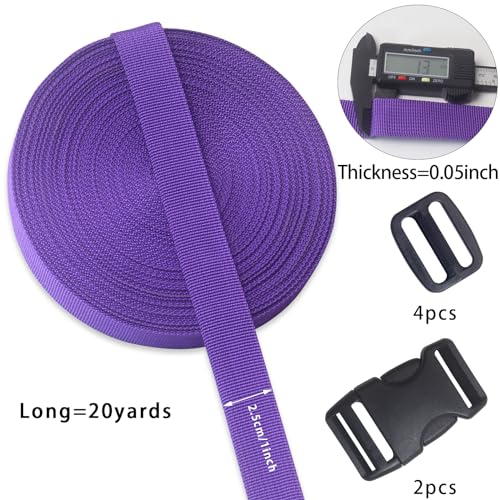 Deep Purple 1 inch Webbing Strap Kit for DIY Crafts-Backpacks-20yds - color: Purple