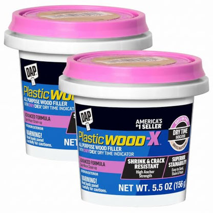 DAP Plastic Wood-X with DryDex Wood Filler, Natural (7079800540), 5.5 Oz (Pack of 2) - size: 5.5 oz (Pack of 2)