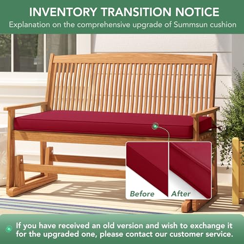 Summsun Outdoor Bench Cushion Pad, 42 x 18 x 3 Inch, Burgundy - color: Red, size: 42x18x3 Inch