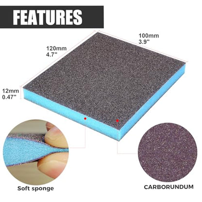 18pcs Sanding Sponge 320 grit Soft Sanding Block Washable and Reusable, Double-Sided Sponge Sanding Blocks Wet Dry Sandpaper Pad for Wood Metal FurniturePaint - style: 320 Grit 18pcs