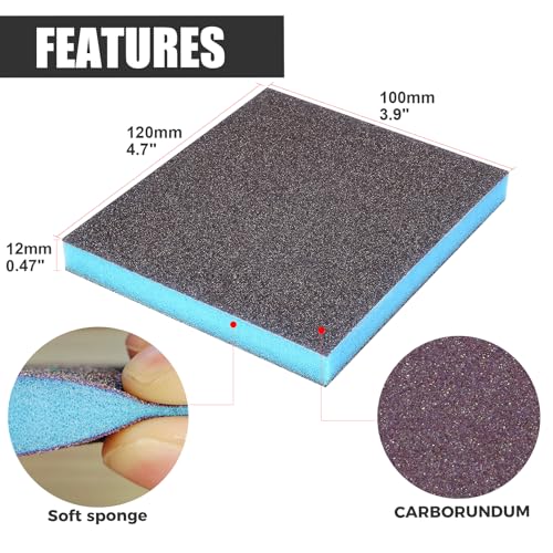 18pcs Sanding Sponge 220 grit Soft Sanding Block Washable and Reusable, Double-Sided Sponge Sanding Blocks Wet Dry Sandpaper Pad for Wood Metal FurniturePaint - style: 220 Grit 18pcs