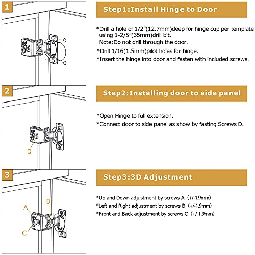 Furniware 50 Pieces 1/2 inch Overlay Soft Close Cabinet Hinges - color: Satin Nickel - 50 Pack, size: 1/2 Inch