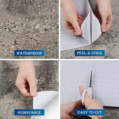 FunStick 36"x200" Stain Grey Concrete Wallpaper Peel and Stick Waterproof Concrete Contact Paper Peel and Stick for Countertops Cabinets Walls Textured Cement Removable Wall Paper Sticker Vinyl Wrap - color: Gray, size: 36" x 200"
