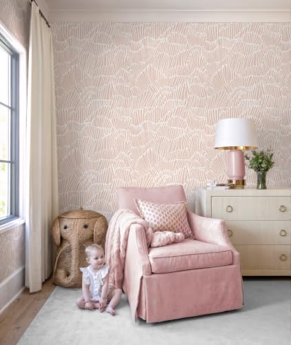 Guvana Pink Wallpaper Peel and Stick Modern Light Pink and White Wall Paper - color: Pink and White, size: 17.3" x 197"