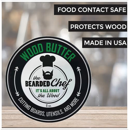 Wood Butter Cutting Board Wax 8oz - Food-Safe Butcher Block Cutting Board Utensil Conditioner - Food Grade Mineral Oil and Beeswax - Restore and Protect all Wood - Bamboo, Walnut, Maple