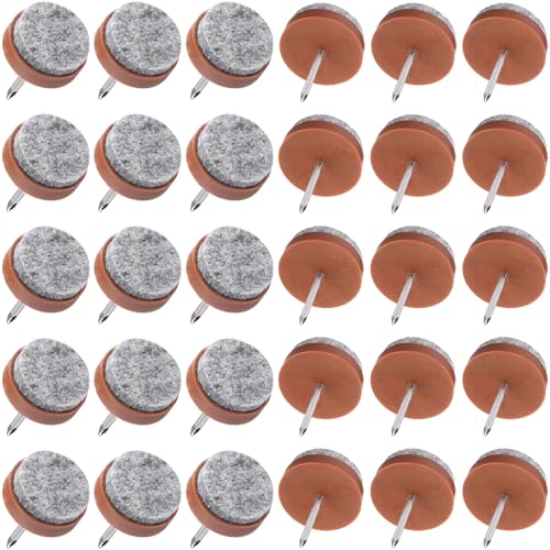 Nail-on Furniture Felt Pads, 30pack 20mm Round Table Chair Leg Pad - color: Brown, size: Φ 20 mm