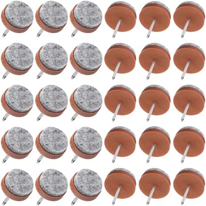 Nail-on Furniture Felt Pads, 30pack 20mm Round Table Chair Leg Pad - color: Brown, size: Φ 20 mm