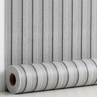 Haimin Wood Grain Slat Wall Panels Peel and Stick Faux Wood Thick Wallpaper - color: Light Gray