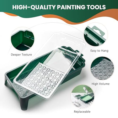 Paint Roller Kit, 15 Pcs 4 Inch Small Roller, Paint Tray, Paint Tray Liners and Paint Roller Frame, Home Improvement Paint Supplies, Mini Paint Rollers for Painting Walls