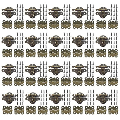 LEFTSTARER 40Pcs 1.2In Antique Cabinet Door Hinges, 20pcs latches with Screws, Bronze Butterfly Style, Small Hinges for Crafts Cabinet Wooden Jewelry Boxes (C.40 Butterfly Hinges + 20 C latches) - color: C.40 Butterfly hinges + 20 C latches