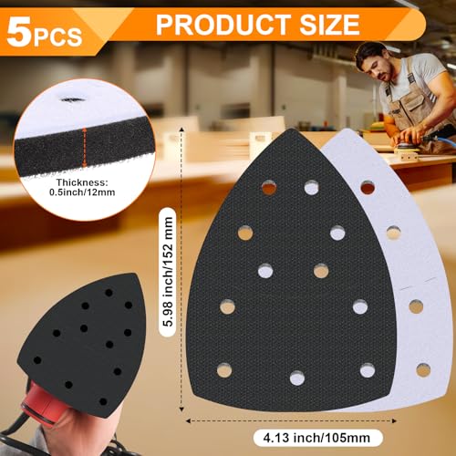 5 Pack 11 Hole Mouse Sander Interface Pads, Hook and Loop Backing