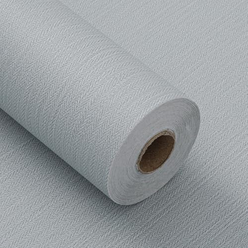 Haimin Fabric Wallpaper 24" x 393" Peel and Stick Textured Contact Paper - color: Blue and Gray