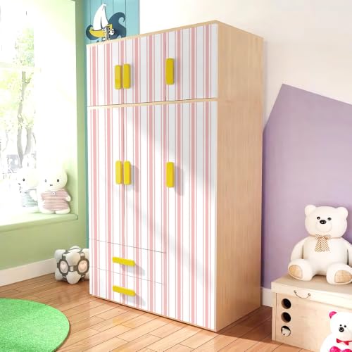 Pink Striped Peel and Stick Wallpaper 17.3" x 480" - color: Pink, size: 17.3" x 480"