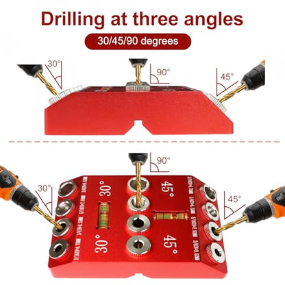 30/45/90° Angle Drill Guide Jig, Portable Bubble Level