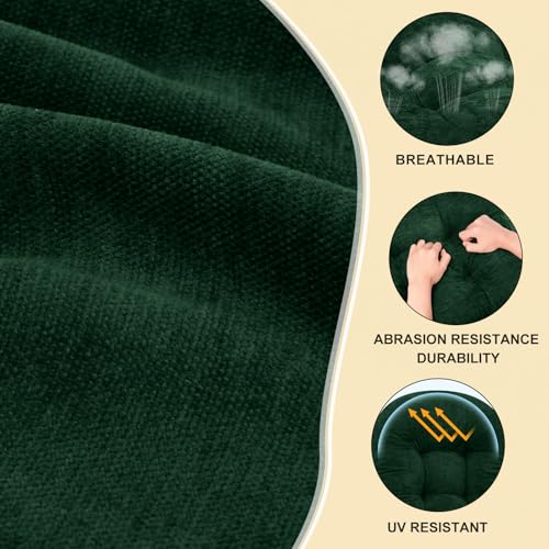 Rocking Chair Cushion - Chenille Fabric, High-Density Sponge, Durable Comfort Non-Slip Bottom Tufted Seat Pads with Ties, Chenille︱Green, 44x19x4 inch - color: Green