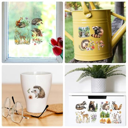 AHANDMAKER 12 Sheets Forest Animals Rub on Transfers for Crafts, Rabbit and Fox Rub on Transfer Stickers, Raccoon Squirrel Rub on Decals Sticker for Glass Wood Paper Furniture DIY Home Decor, 5.5x5.5"