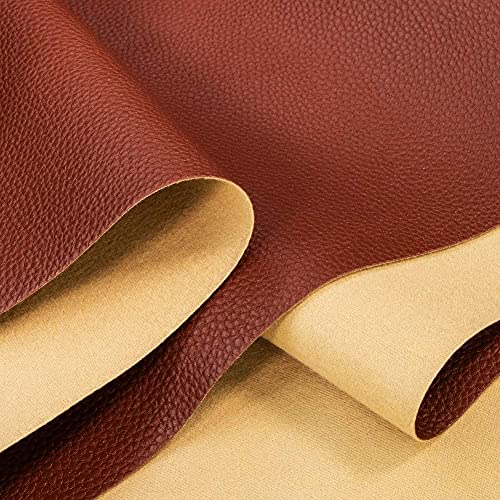 TORRAMI Soft Faux Leather Fabric, 0.64 Yard 54 x 23 in, Brown PU Leather - color: Brown, size: 0.64 Yard (54 x 23 inch)