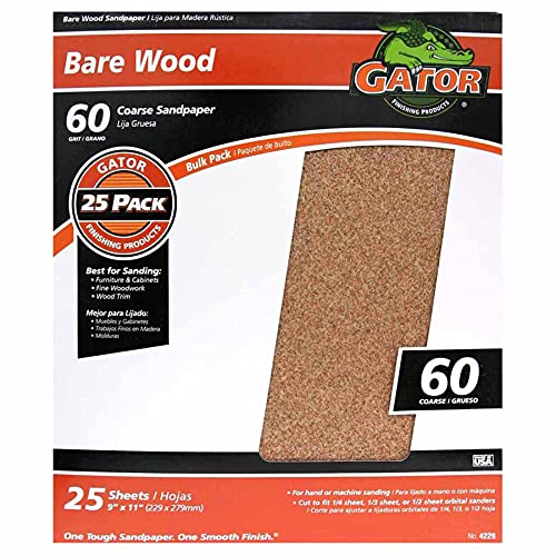 Ali Industries 4229 9 x 11 in. Coarse 60 Grit Garnet Sandpaper- 25 Count - size: 60 Grit
