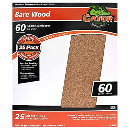 Ali Industries 4229 9 x 11 in. Coarse 60 Grit Garnet Sandpaper- 25 Count - size: 60 Grit