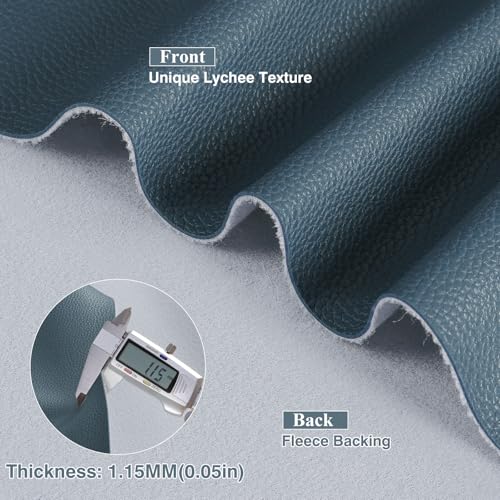 Faux Leather Fabric 55" W 1.15MM Thick Marine Vinyl Fabric 5 Yards 55"x180" - color: Grey-blue, size: Pre-Cut 5 Yards
